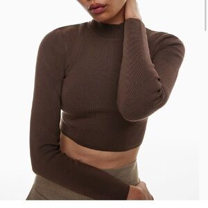 Aritzia Babaton sculpt knit turtleneck long sleeve size small chocolate brown